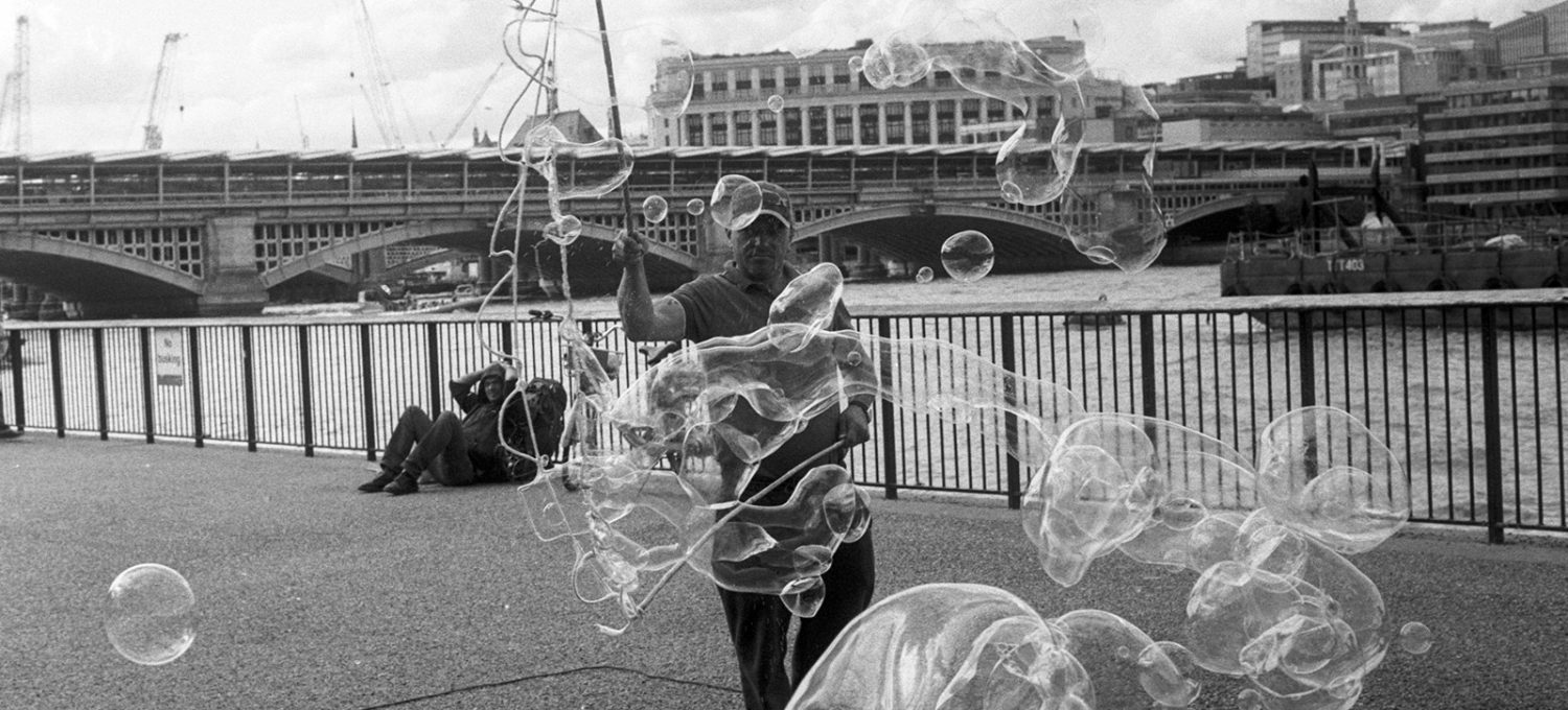 Man making bubbles