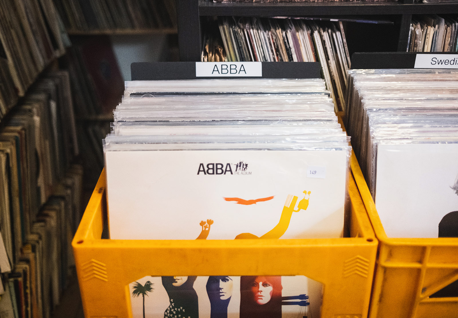 Box of ABBA vinyl