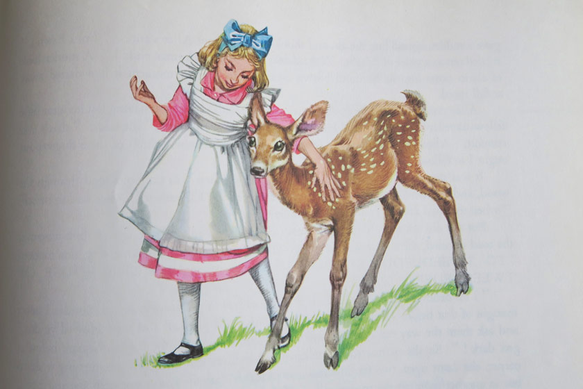 Illustration of Alice with deer