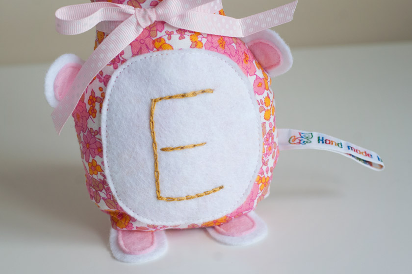 Embroidered letter E