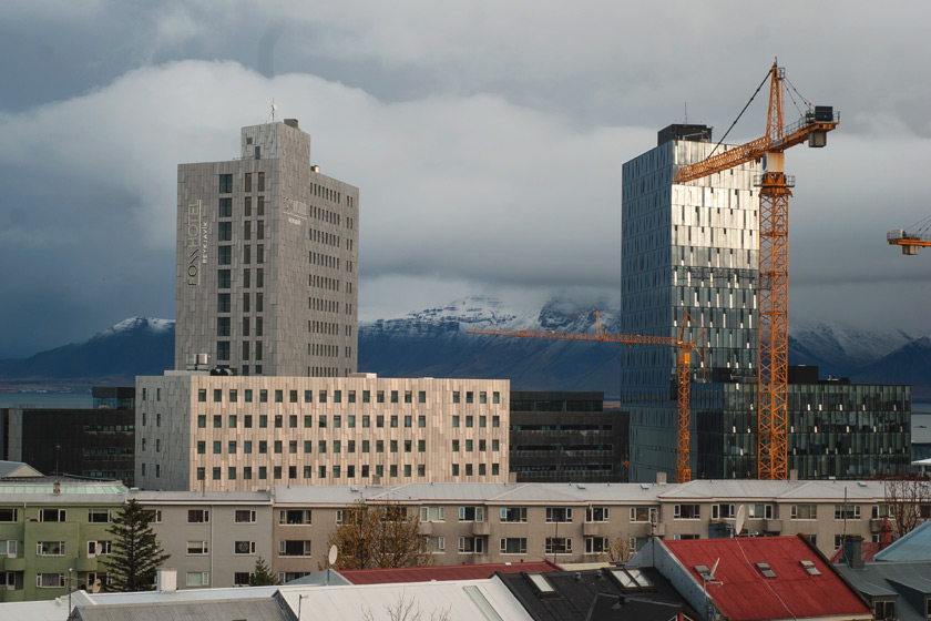 Reykjavík skyline with mountains