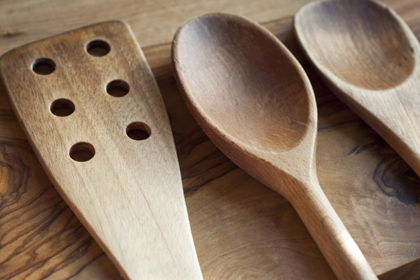 Shiny, oiled wooden spoons