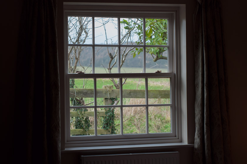 View of countryside out of window