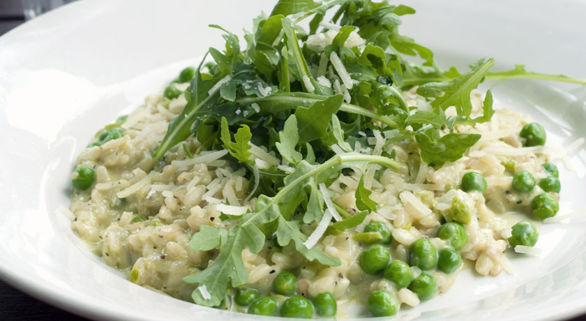 Pea and blue cheese risotto