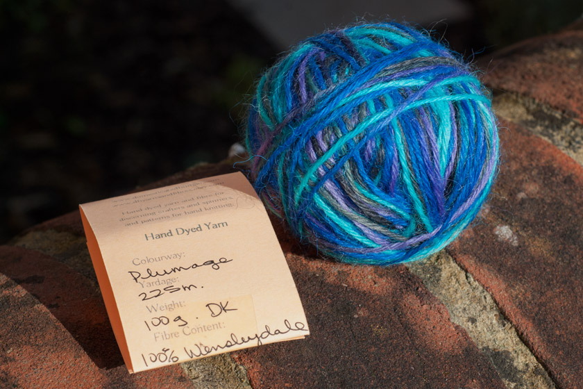 Ball of variegated blue yarn