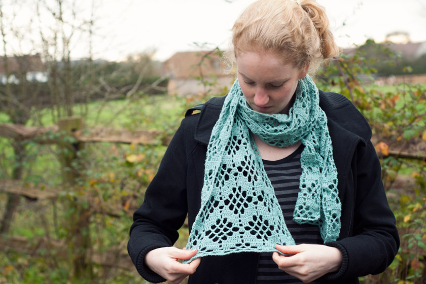Mint green lace scarf