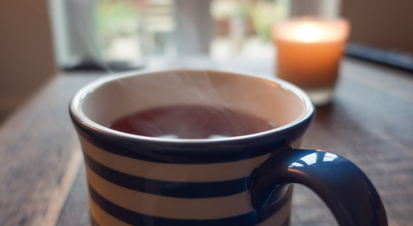 Steaming tea cup