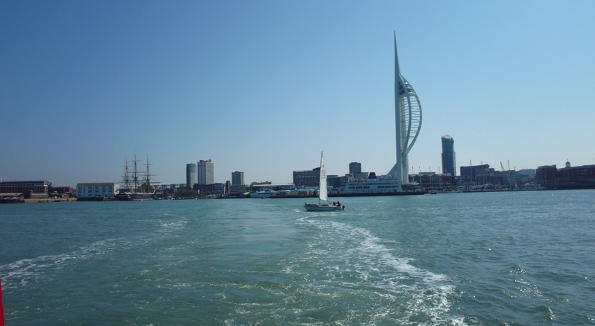View of Spinnaker tower from the sea