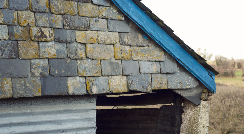 Old roof and slate tiles