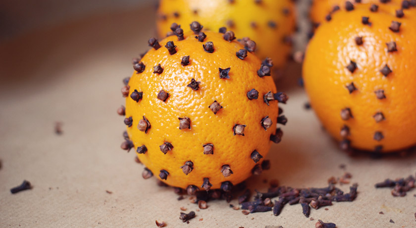 Clove studded orange pomanders