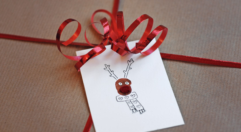 Handmade reindeer Christmas tag