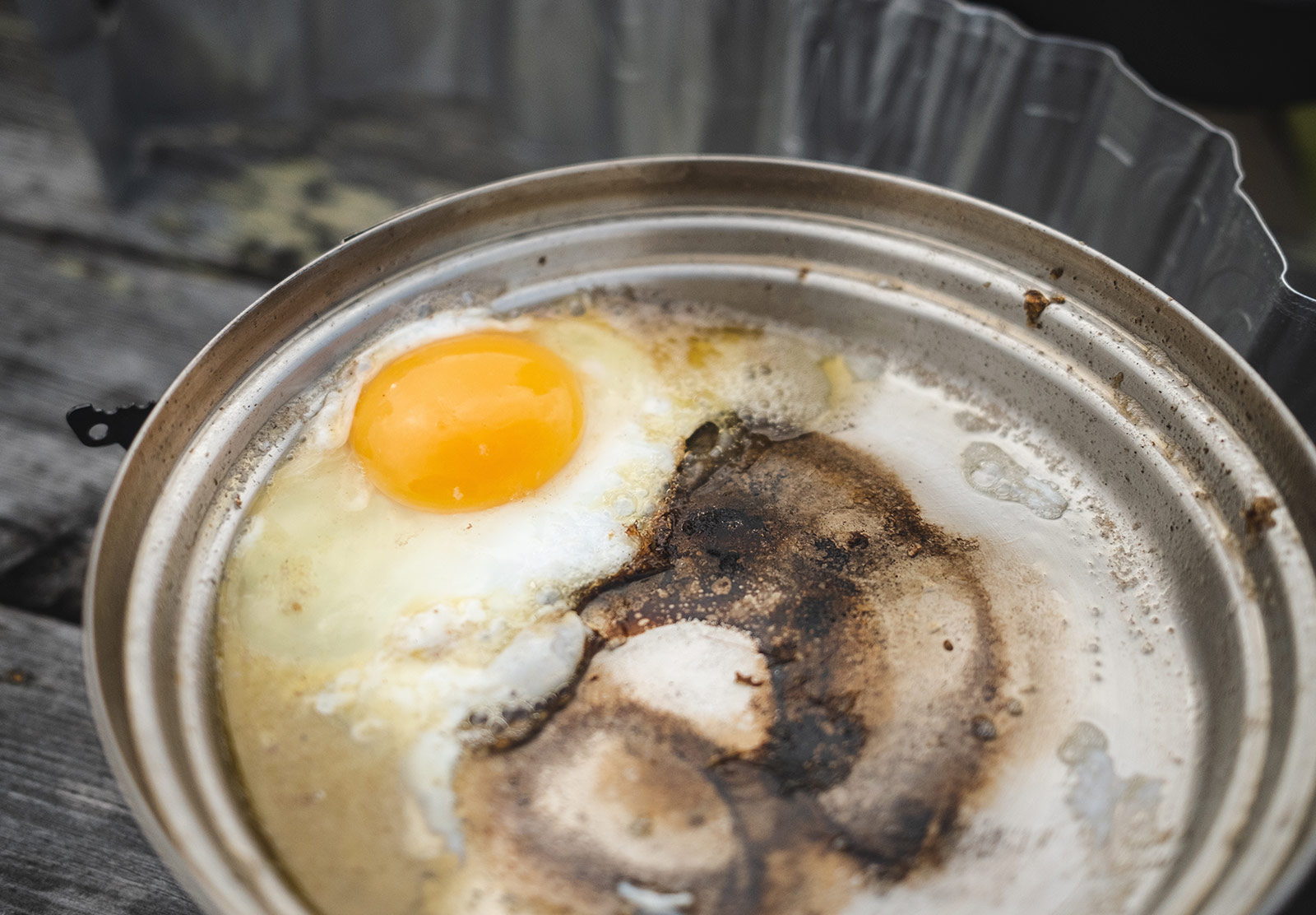 Egg frying in a pan