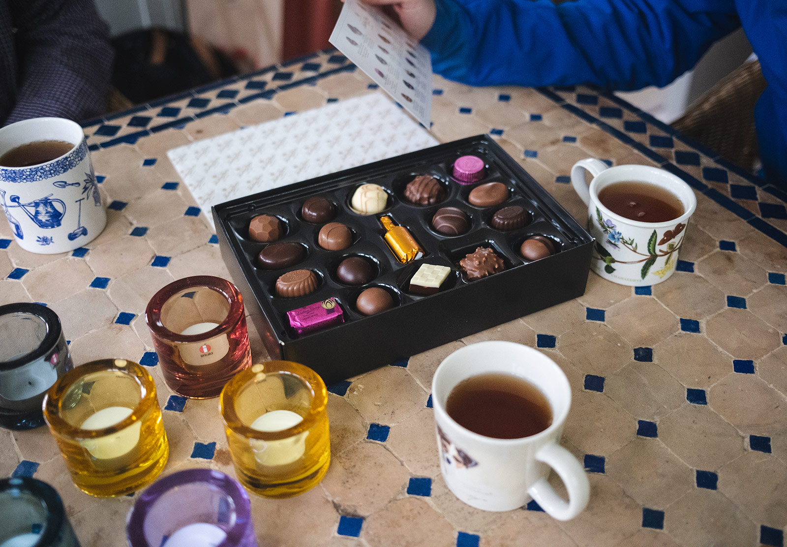 Box of chocolates and tea