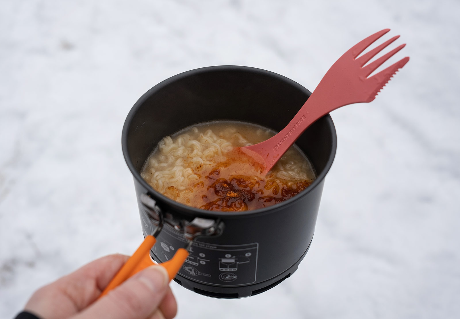 Noodles in pan