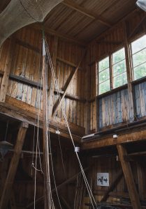 Wooden boat house interior