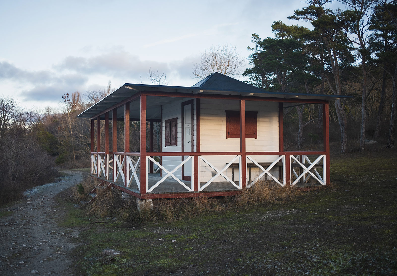 Wooden cabin with veranda