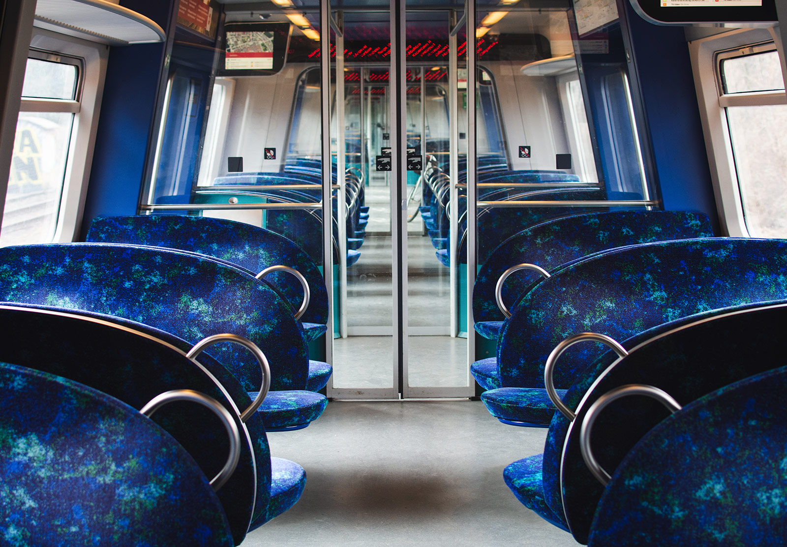 Blue train seats