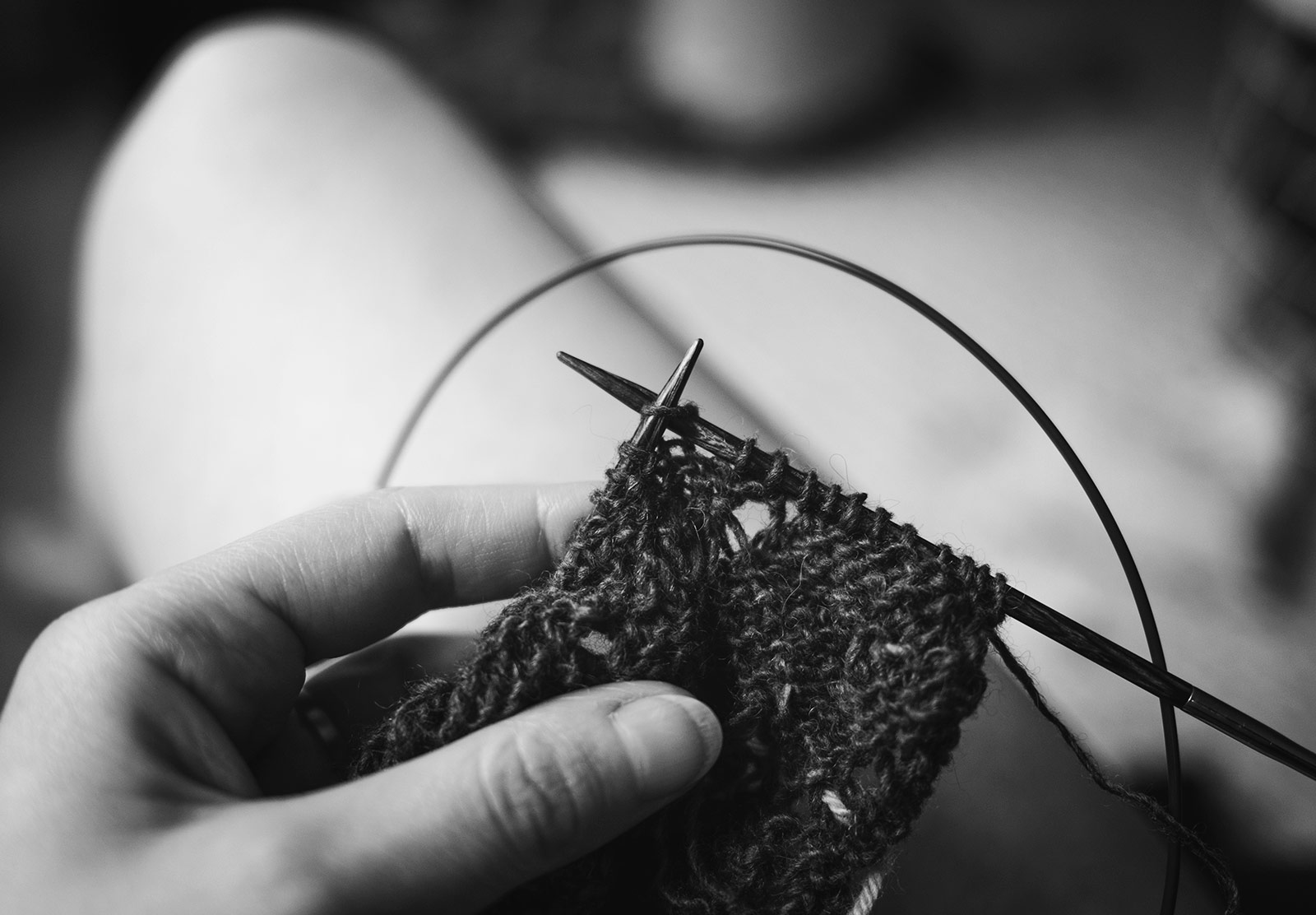 Knitting in hand