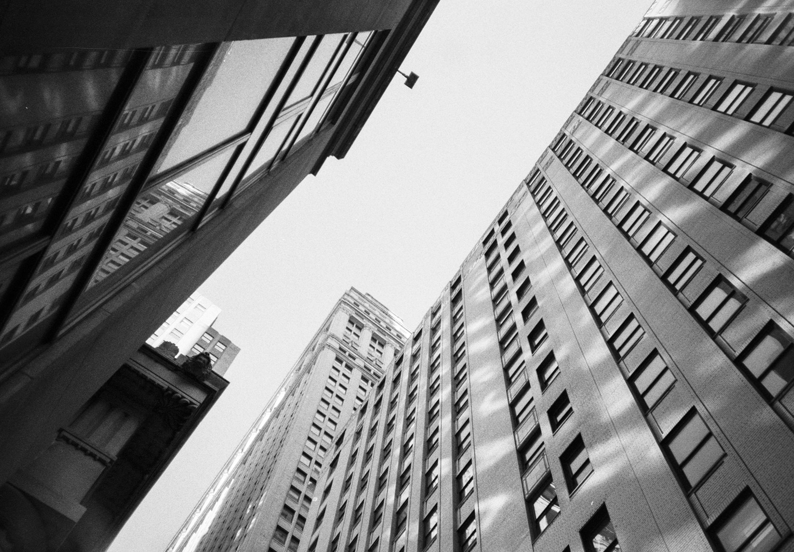 Looking up at buildings