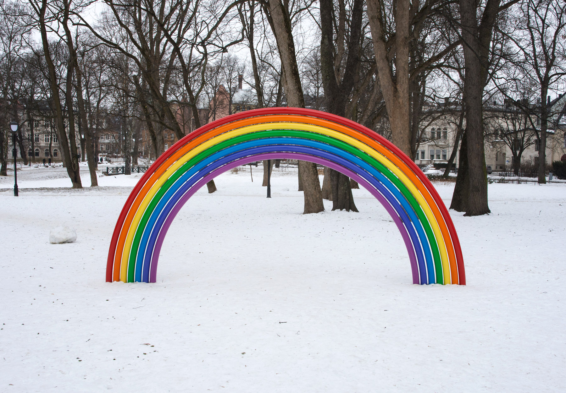 Metal rainbow in the snow