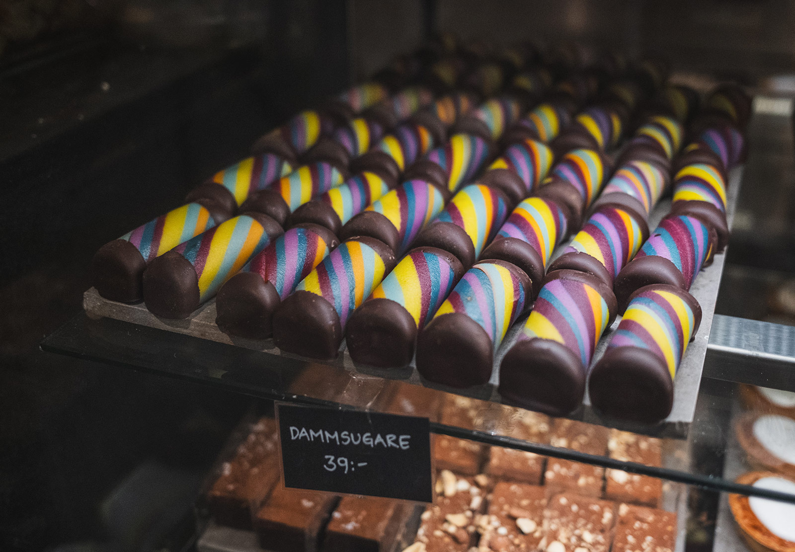 Multicoloured striped cakes