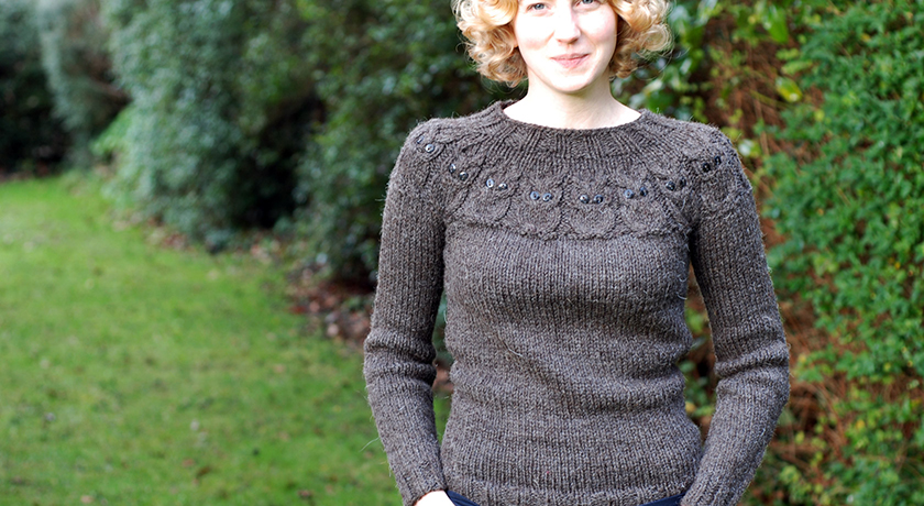 Front view of brown owl jumper