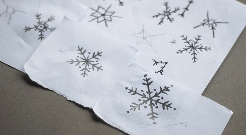 Pencil snowflake sketches