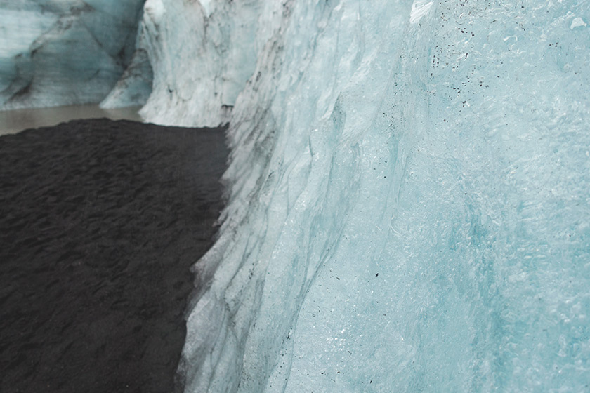 Closeup of blue glacier ice