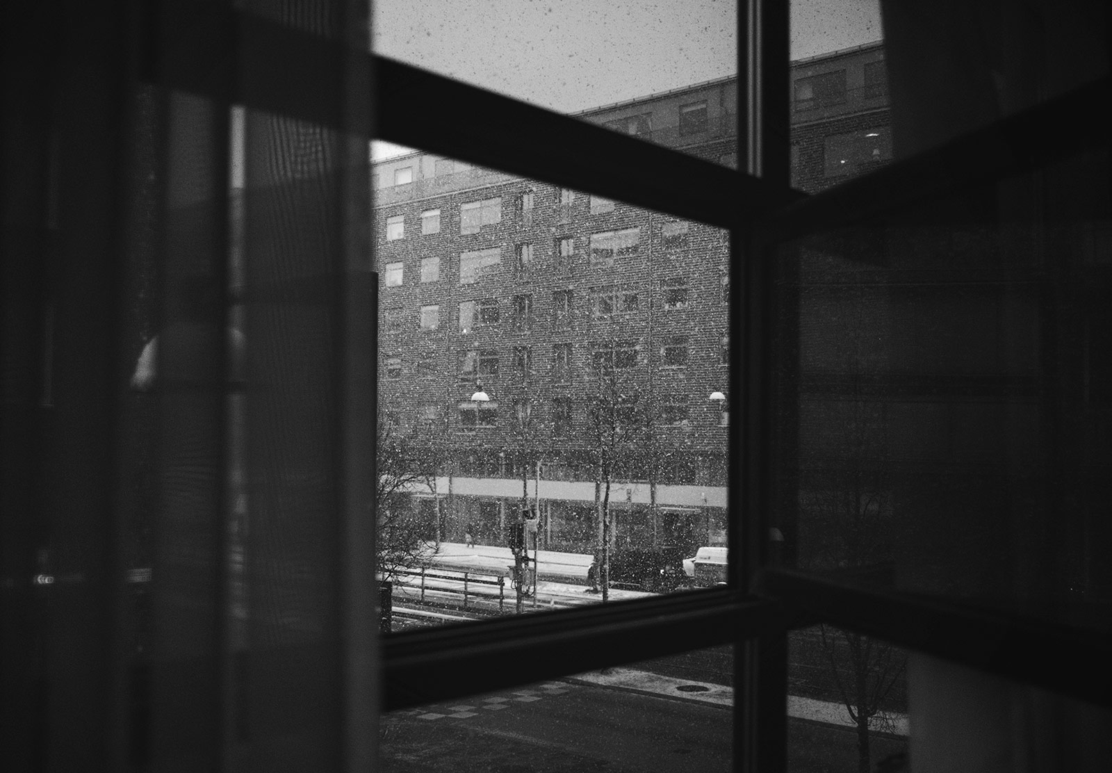 Snow through window