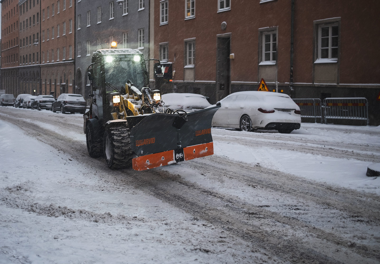 Snowplough on the road