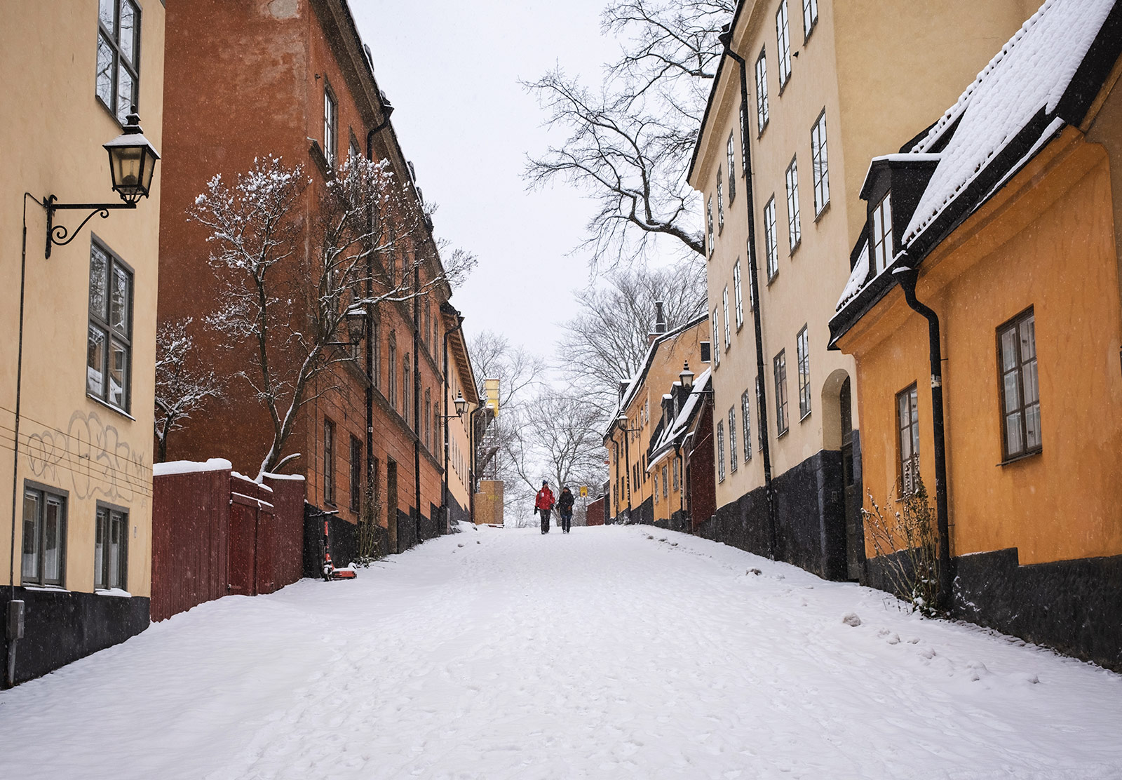 Snow on old street