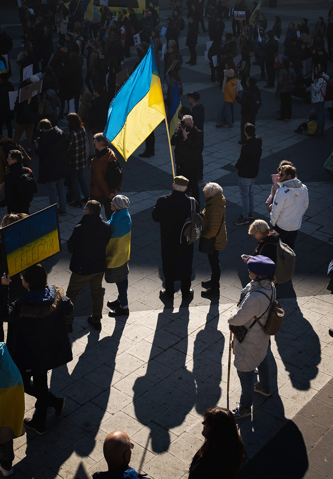 Man holding Ukraine flag
