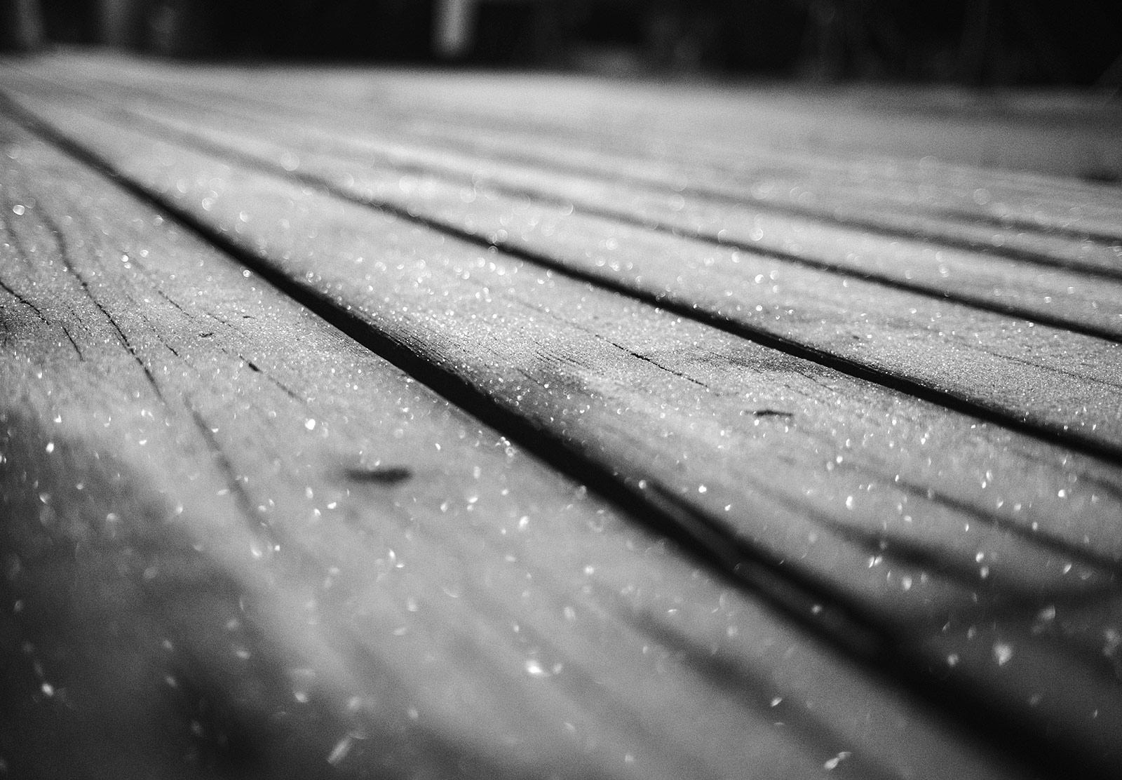 Ice on wooden boards