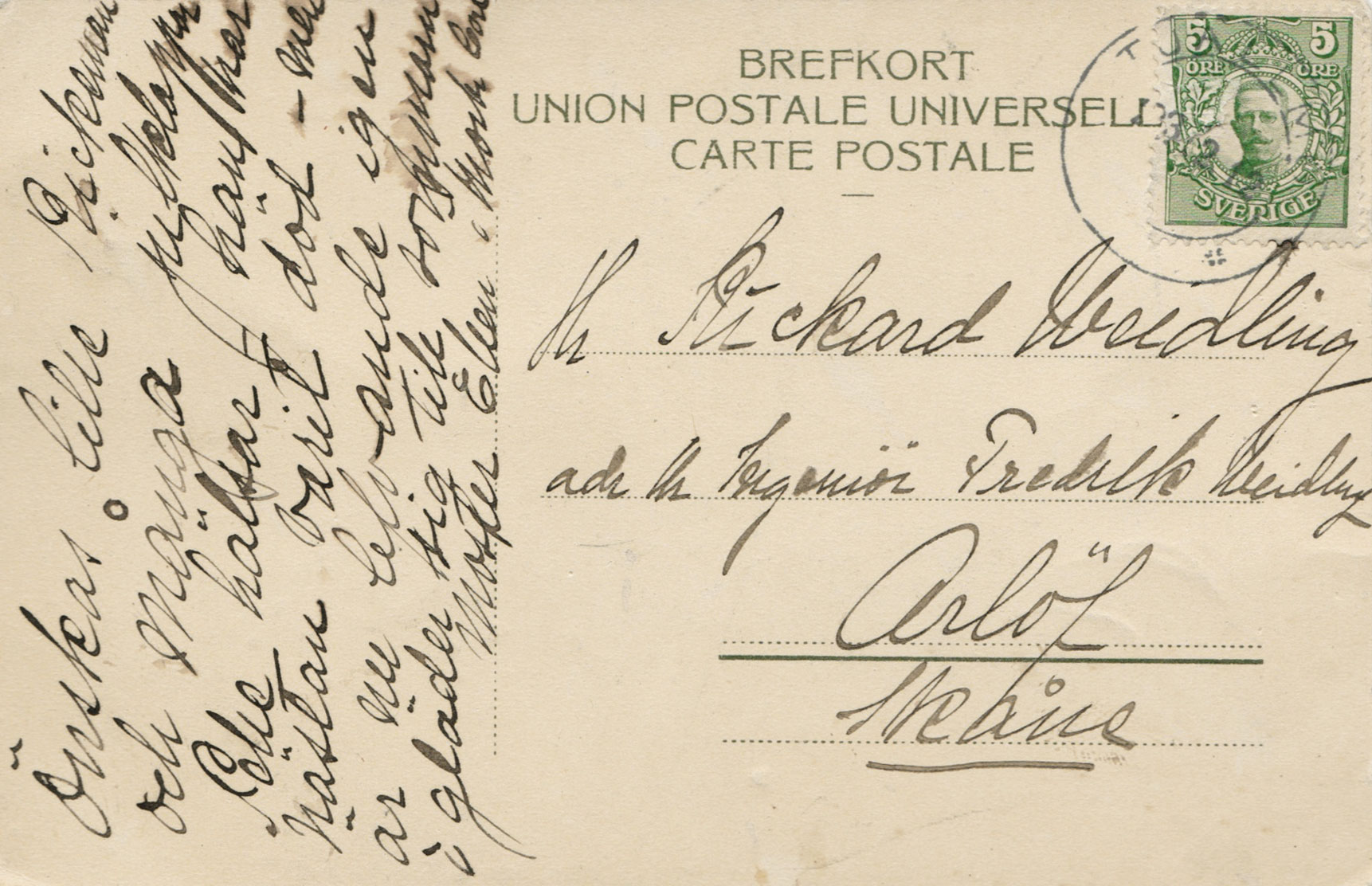 Handwritten message and stamp