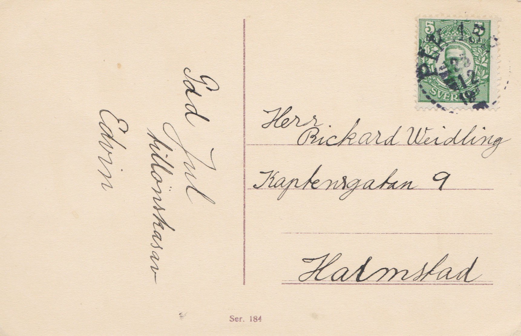 Handwritten message and stamp