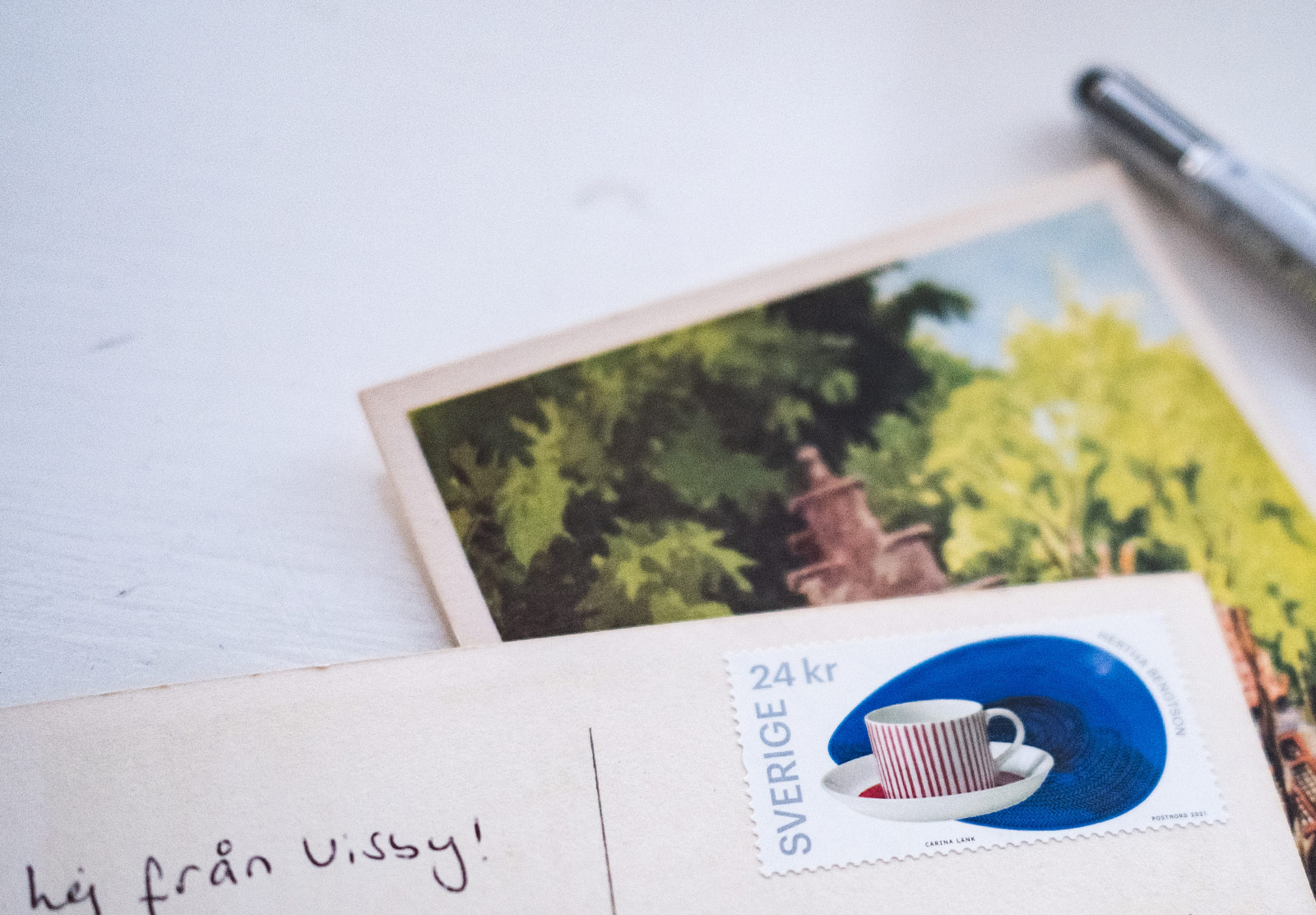 Stamp on postcard