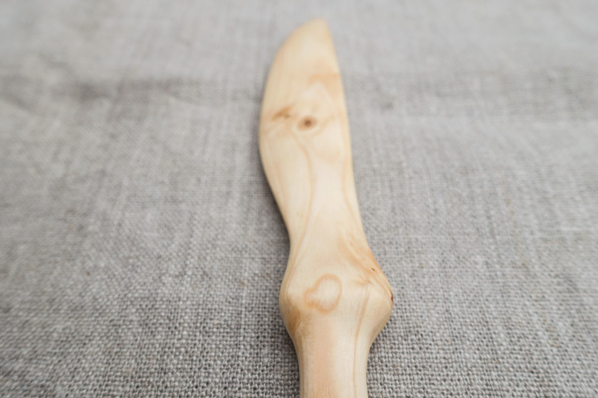 Closeup of wooden knife handle