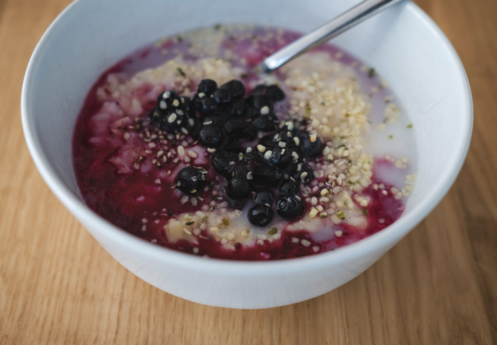 Bowl of purple porridge